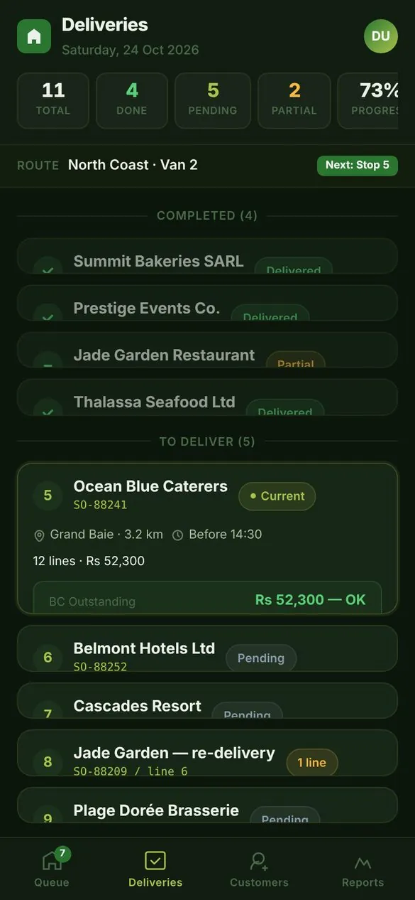 Order orchestration platform: Delivery day on a phone