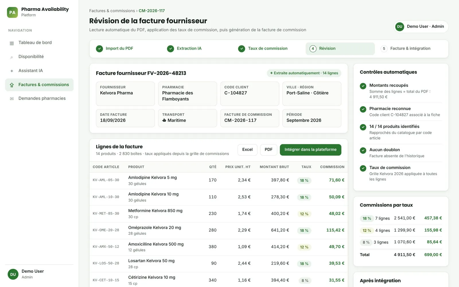 Medicine availability platform, main screen