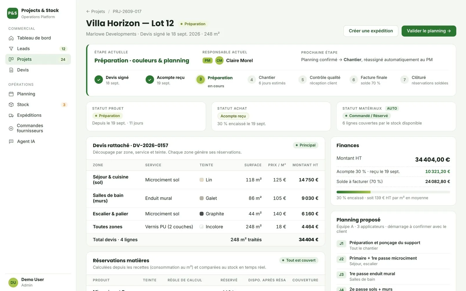Projects and stock platform: A project