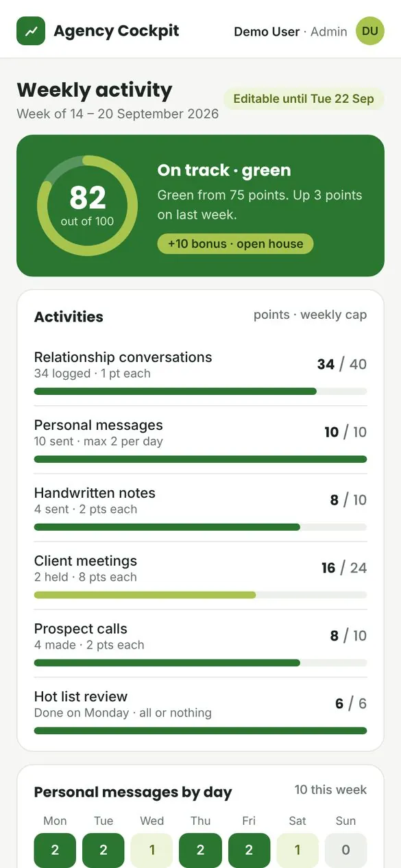 Real estate agency cockpit: Agent view on a phone